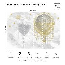 Papier Peint Panoramique Gravure - Montgolfières