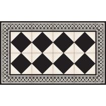 Tapis Vinyle Carreaux de Ciment - Alphonsine - Noir Vintage